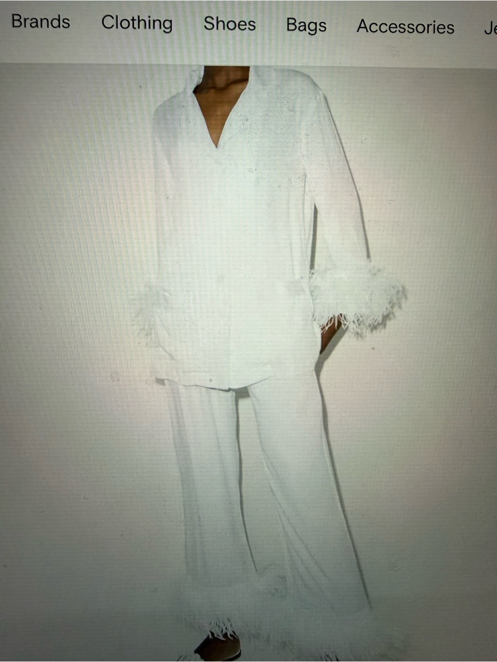 Sleeper White Feather-Trim Lounge Set
